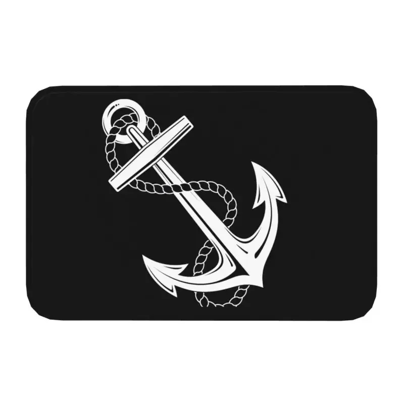 

Anchor Nautical White Navy Front Door Mat Anti-Slip Outdoor Absorbent Navigation Doormat Floor Bathroom Entrance Rug Carpet