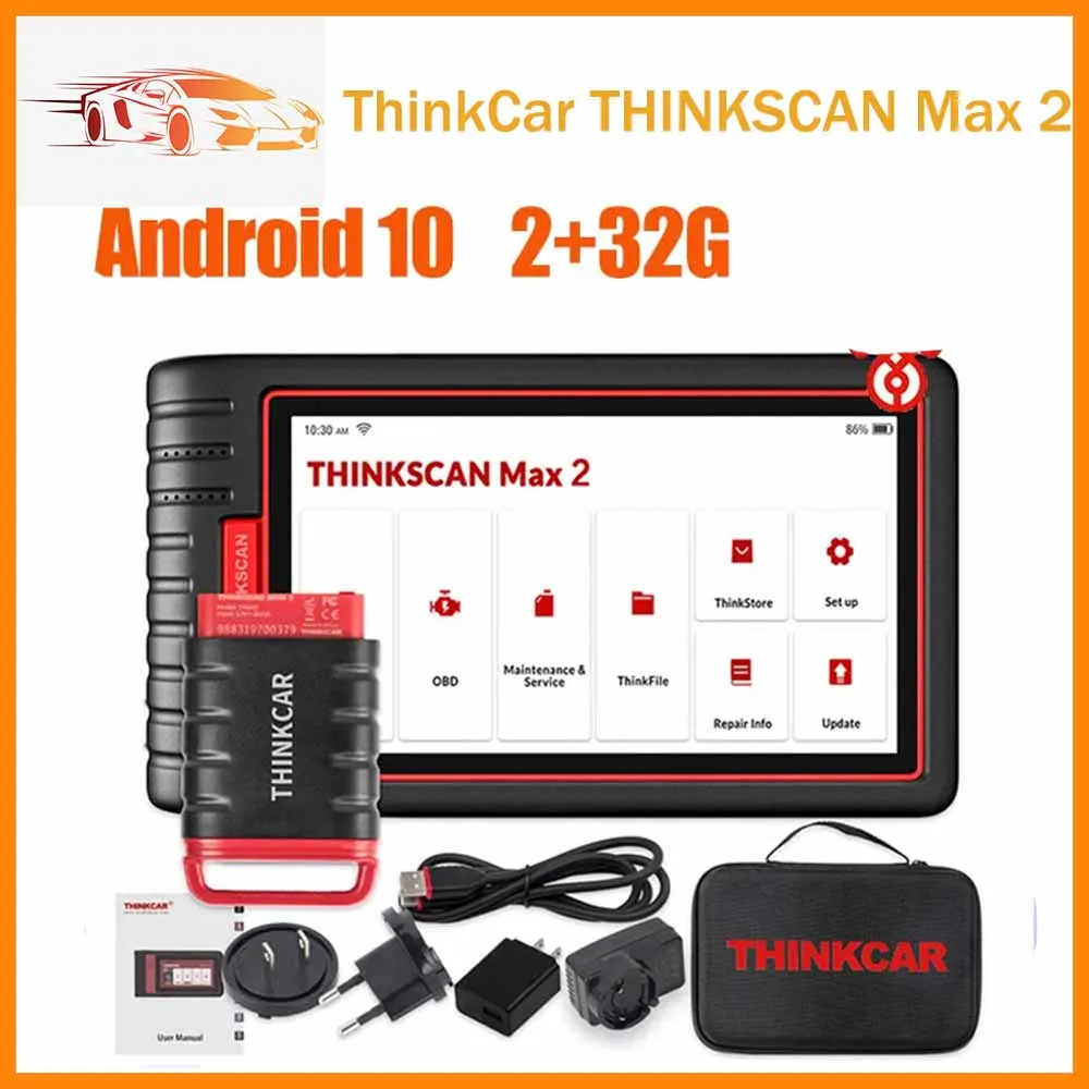 

100% Оригинальный ThinkCar THINKSCAN Max 2 THINKSCAN Max OBD2 сканер для полной системы AF DPF IMMO 28 сброс кодирования ЭБУ Thinkscan Max2