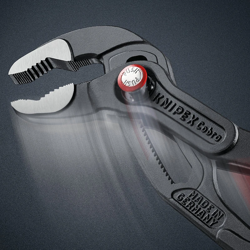 KNIPEX-87 21 250 코브라 퀵 세트 워터 펌프 플라이어, 10 인치 자동 잠금 없음, 미끄럼 방지 크롬 바나듐 전기 스틸 플라이어, 조절 가능