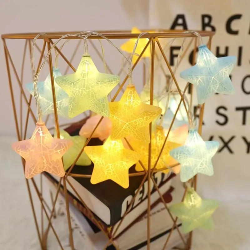 

Battery Box/USB LED Crack Star Light String Christmas Day Party Decoration Lighting Fairy House Five-star Decoration Light