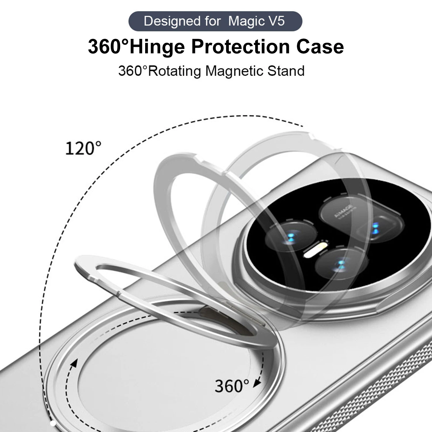 For Huawei Honor Magic V5 Case Hard With Ring Stand Magnetic wireless charging Protect Back Cover Case For Magic V5 Phone Shell - 2