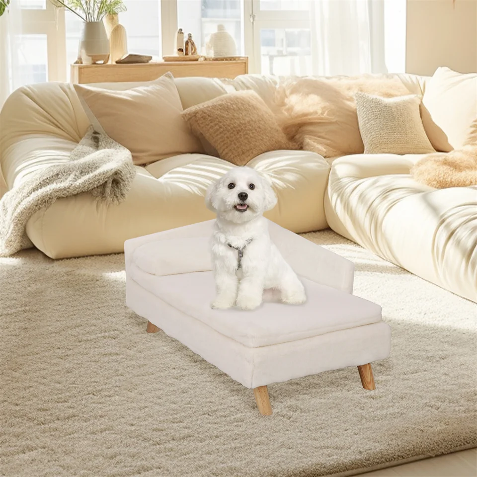Enriched L Shape Dog Cat Sofa Bed with Rubber Legs
