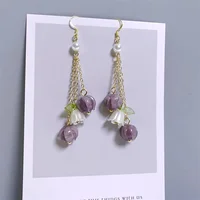 2025 New Sweet Temperament Small Fresh Bamboo White Lily Of The Valley Flower Earrings Elegant And Gentle Asymmetric  Earrings 3