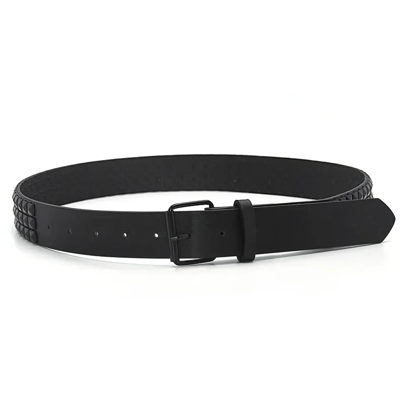 Modischer Nietengürtel für Männer und Frauen, Nietenverzierter Gürtel im Punk-Rock-Stil mit Dornschließe, Dropshipping, Schwarz – Detail 6