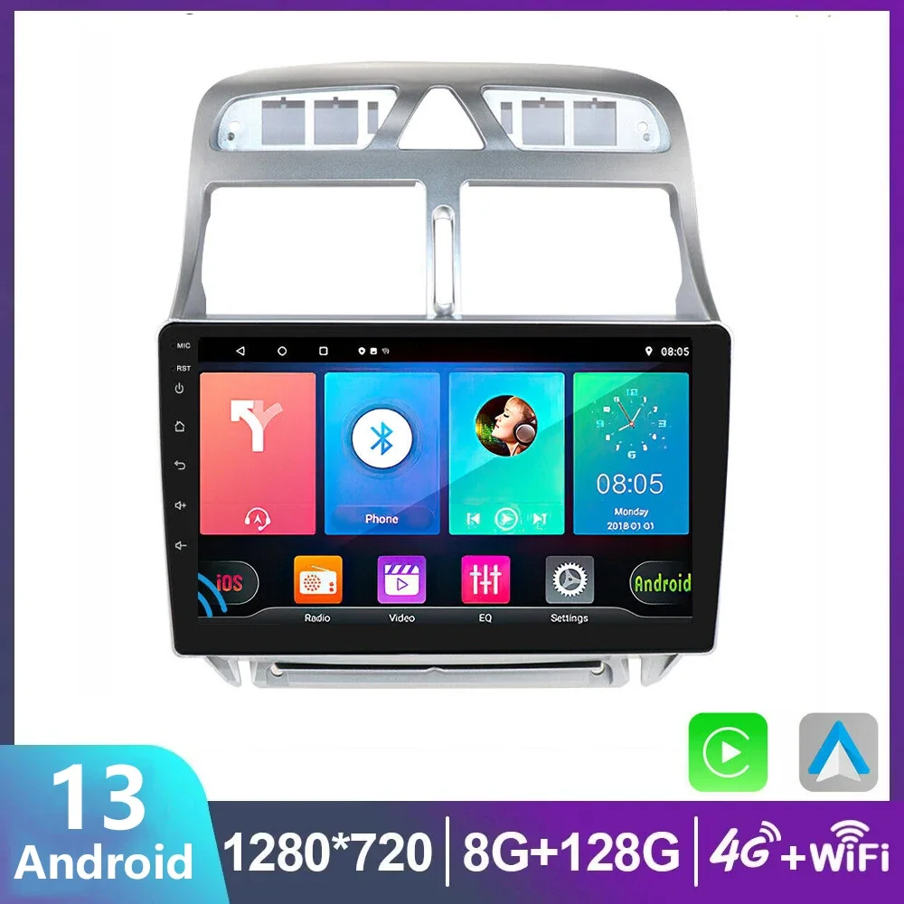 

2DIN Android 13 для Peugeot 307 2008 2002 - 2013 WIFI 4G GPS мультимедийный видеонаблюдение Carplay плеер Автомагнитола BT DSP
