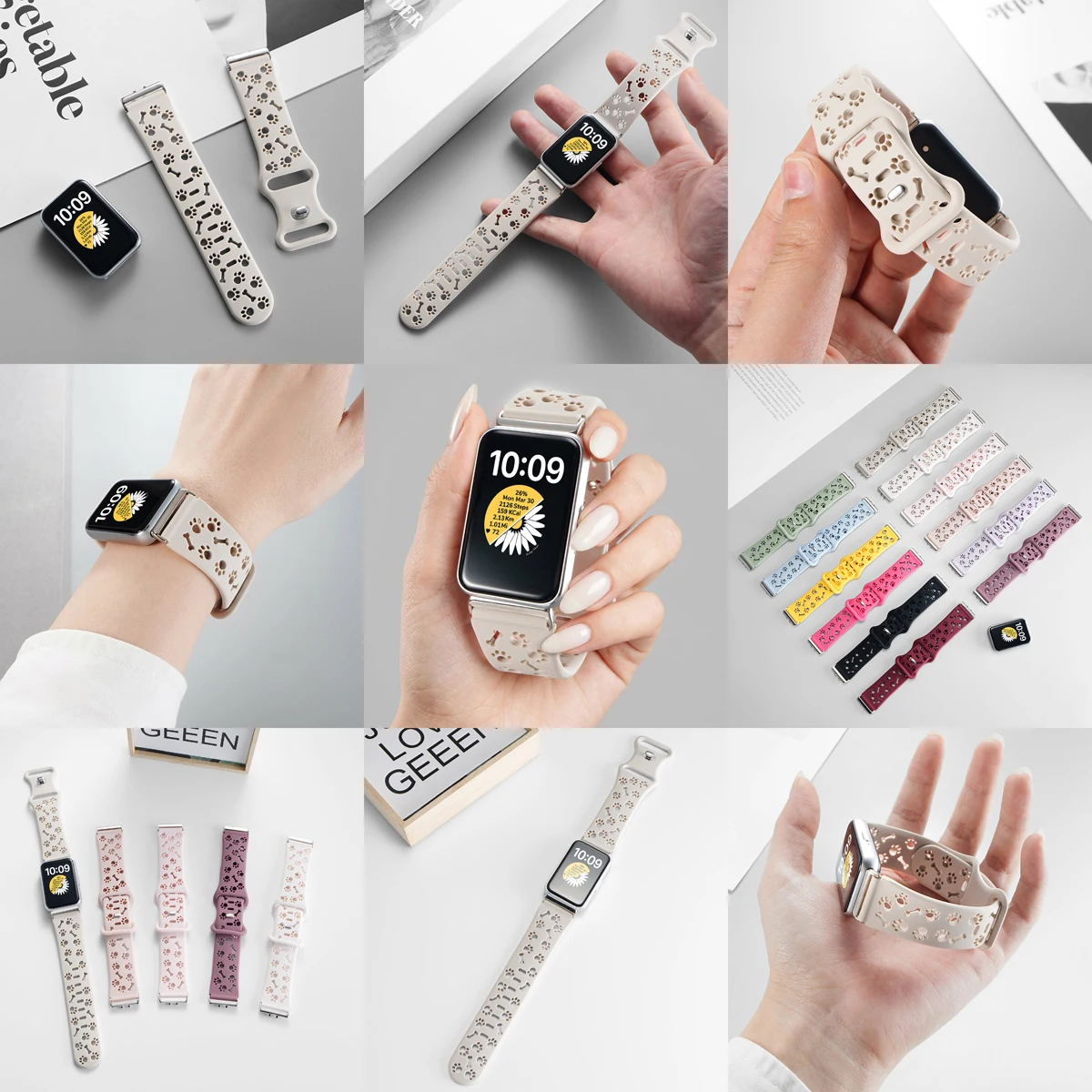 Silicone Dog Paw Adjustable Strap - Women's Smartwatch Replacement Wristband