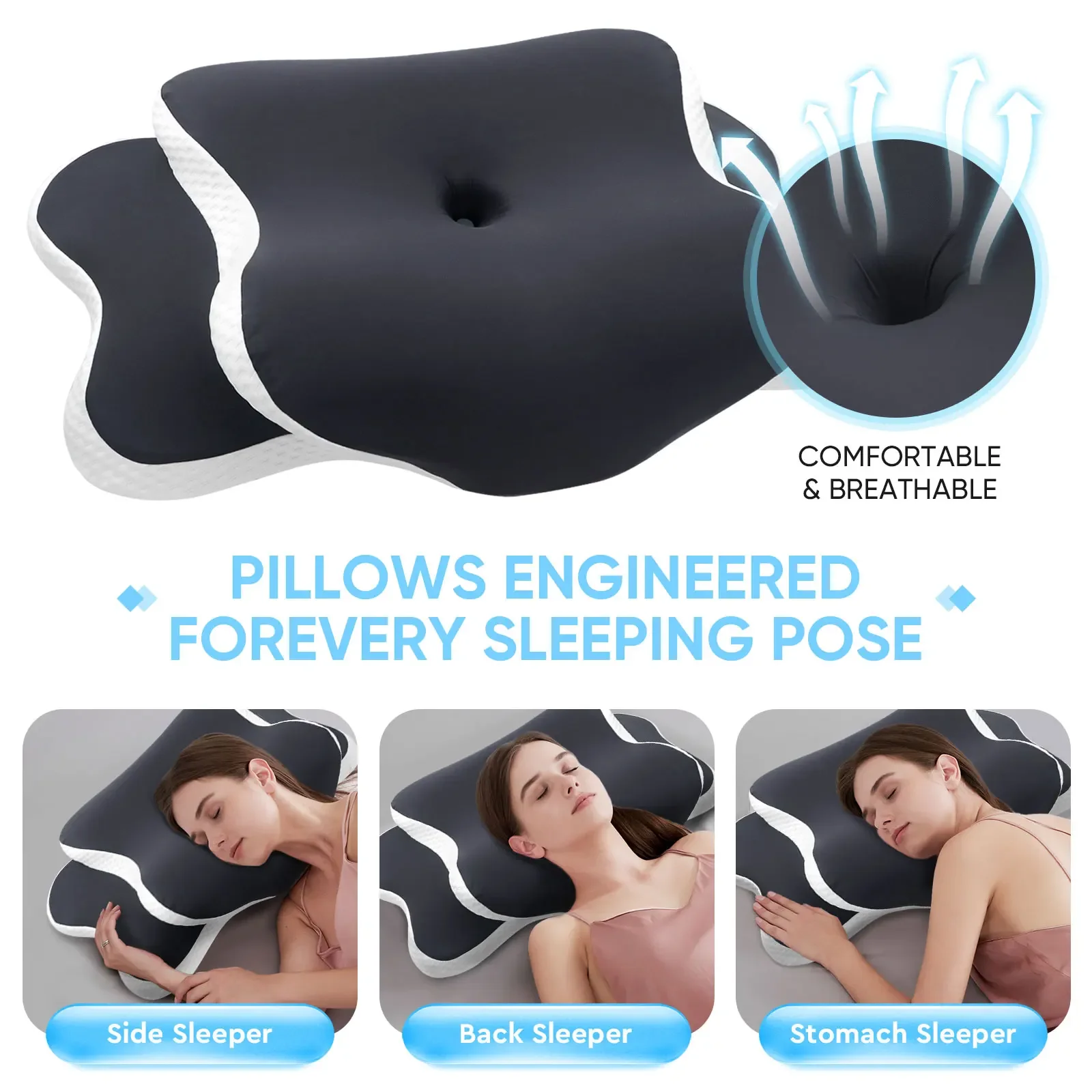 Butterfly Memory Foam Pillows Butterfly Shaped Relaxing Cervical Slow Rebound Neck Pillow Pain Relief Sleeping Orthopedic Beding 5