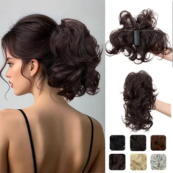 Clip sintetica elegante e versatile per coda di cavallo riccia, estensione dei capelli con clip, regolabile, adatta e facile da indossare per ogni occasione