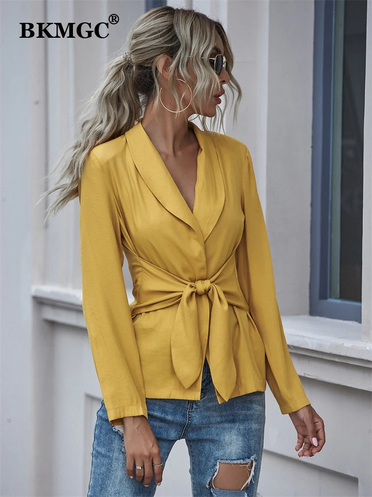 Bkmgc S lido Amarelo Elegante Blazer Jaqueta Para Mulher Primavera bkmgc-s-lido-amarelo-elegante-blazer-jaqueta-para-mulher-primavera