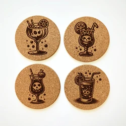 Set of 4 Halloween - Themed Cork Coasters - Festive Party Decor and Home Accessories - 4pcs (Coasters)