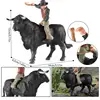 Cowboy Riding Bull Figurine Simulated Wild Spanish Bullfighter Cattle Model Rodeoes Collection Playset Preschool Science 6