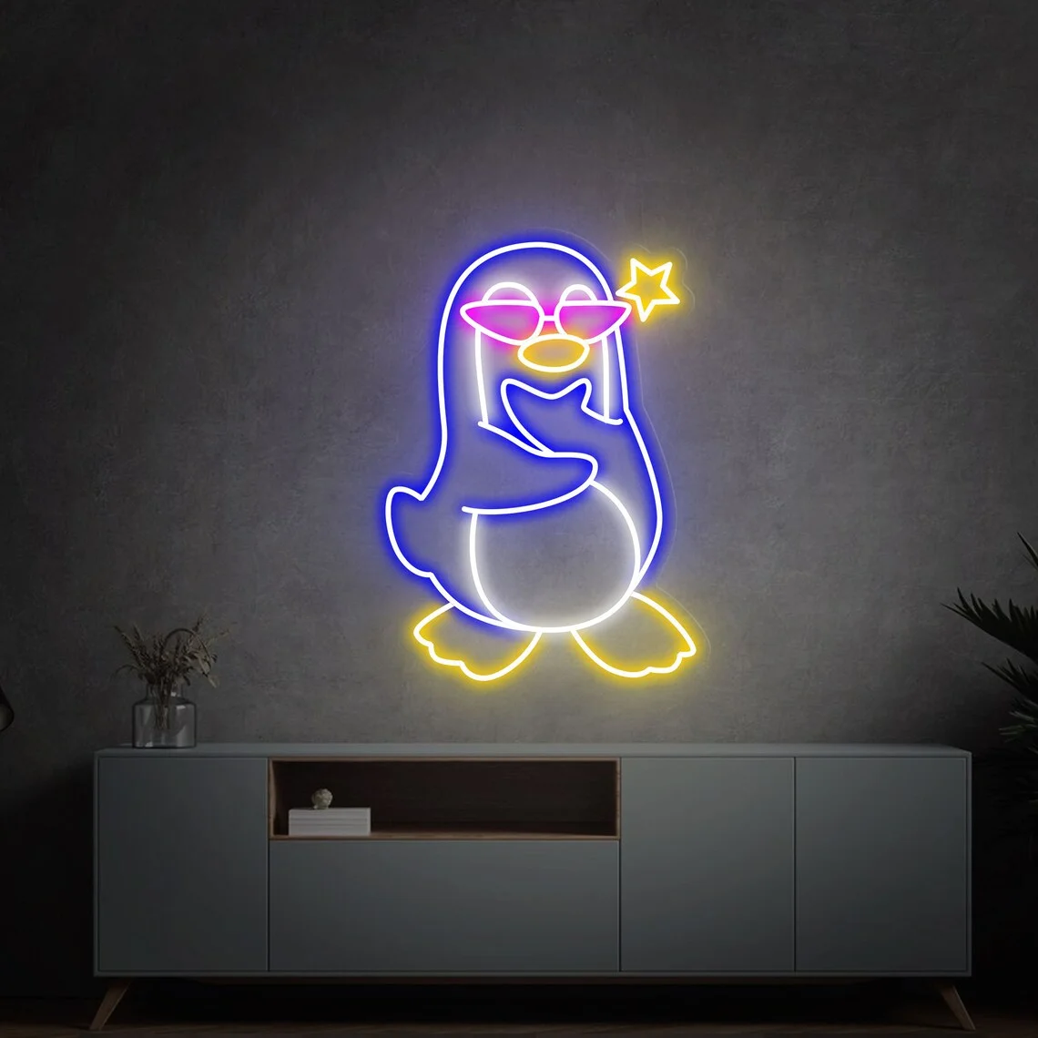

Custom Animal Neon Sign Penguin With Sunglasses Neon Sign Baby Penguin Neon Light Antarctic Bird Led Sign Home Decor