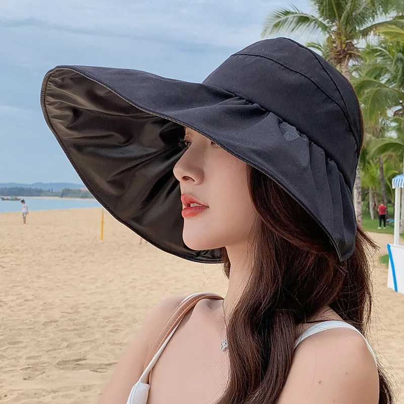 2025 Summer Empty Top Wide Brim Sun Hat for Women Anti UV Sunscreen Bucket Hat Female Sun Protection Outdoor Beach Cap Gift