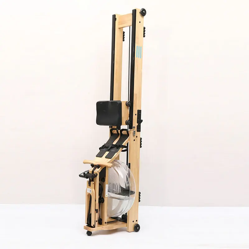 Water Resistance White Wax Wood Rowing Machine Bluetooth App Adjustable Water Resistance Rowing Machine