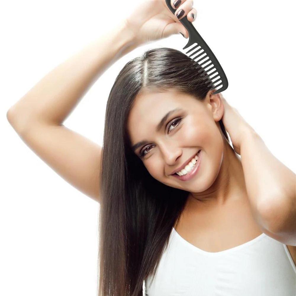 Wide Tooth Comb Detangling Hair Wide Comb Round Teeth Hairdress Comb Carbon Antistatic Comb Pro Salon Dyeing Styling Tools