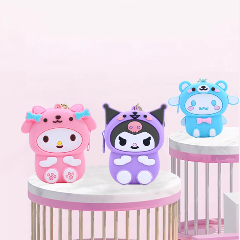 

Kawaii Sanrios Anime Cinnamoroll My Melody Kuromi Coin Cards Pouch Travel Jewelry Sundries Organizer Pouch Mini Bag Key Case Toy