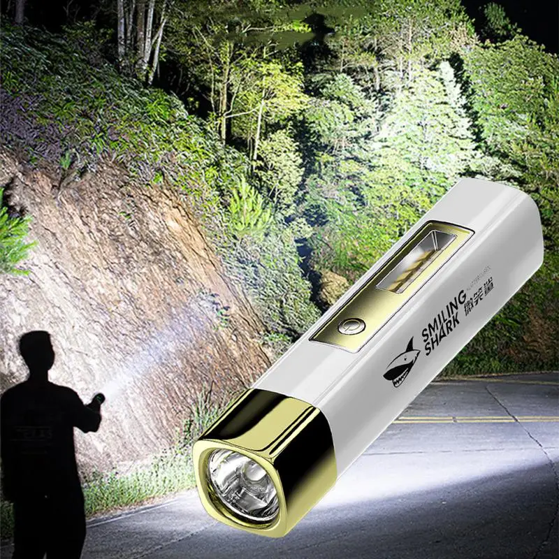 2 In 1 USB Flashlight Power Bank Mobile Phone Rechargeable Strong Light Torch Search Mini 1200
