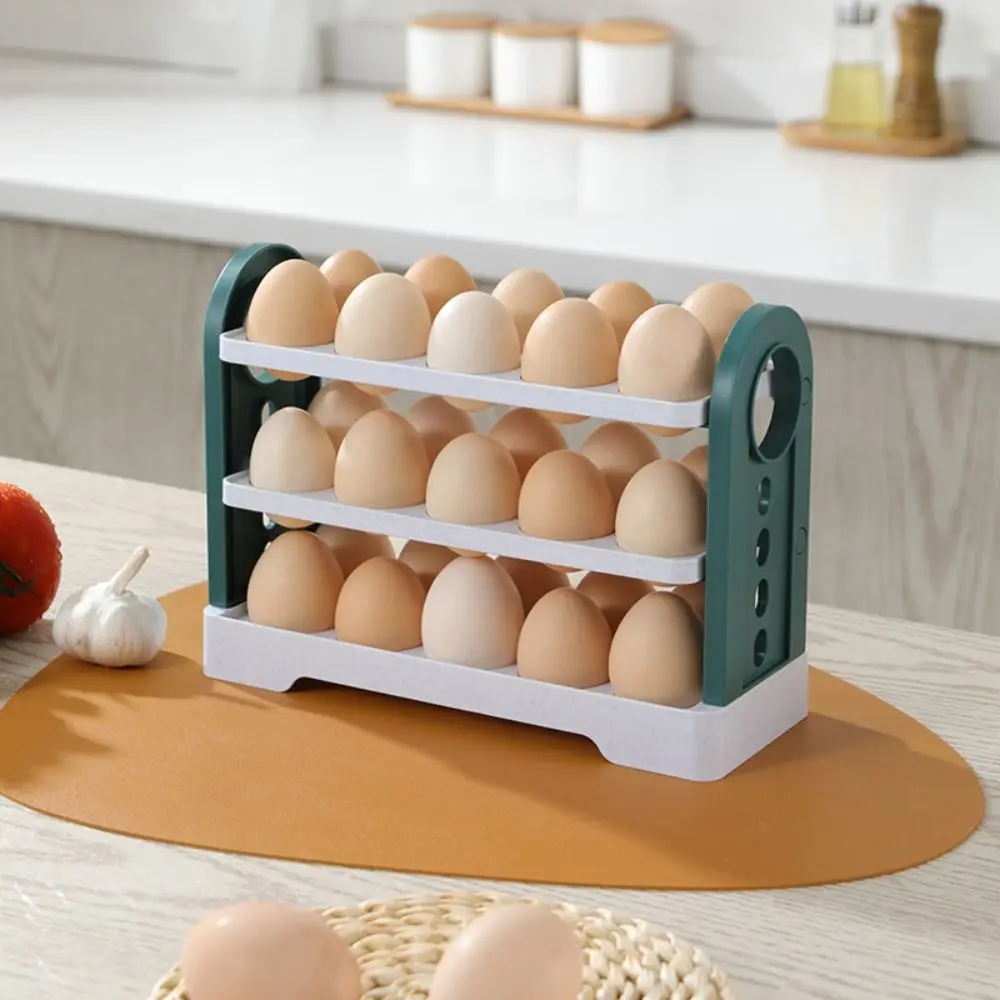 

Reversible Egg Storage Box Fresh-Keeping Plastic Egg Case With Carrying Handle Space-saving Kitchen Accessories Refrigerator