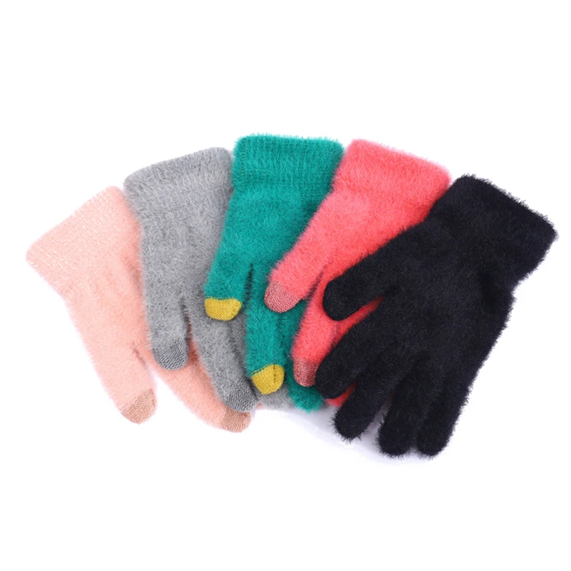 

Women Men Plush Thickened Warm Gloves Winter Imitation Mink Cashmere Gloves TouchScreen Woolen Mittens For Driving Outdoor Sport