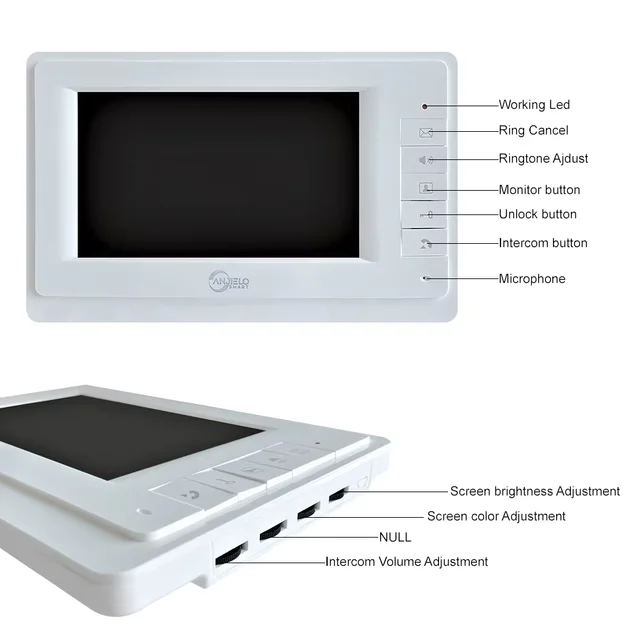 AnjieloSmart 7''TFT Color Wired Video Door Phone Intercom System for Home Indoor Monitor video doorbell IR Night Vision 4