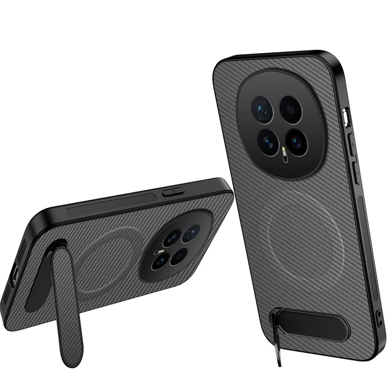 Carbon Fiber Texture Magnetic Armor Case with Kickstand and Air Comfort Feel