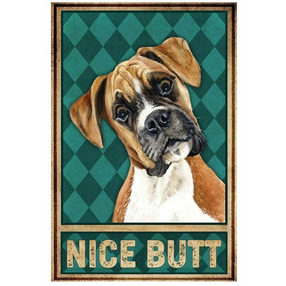 Boxer Dog Nice Butt Metal Vintage Metal Sign Garage Iron Painting Tin Sign Wall Decor