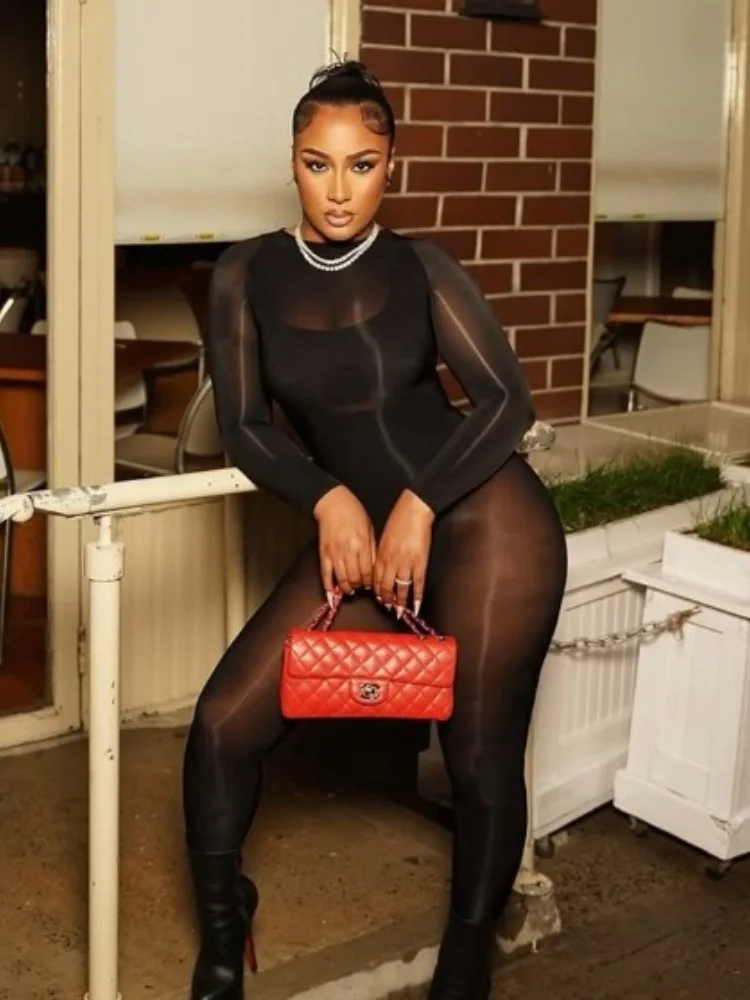 Wmstar Jumpsuits Women Wholesale Sexy Shiny Stockings See Through Tight Smooth Charming One Piece Suit Tight Alluring Fancy Club