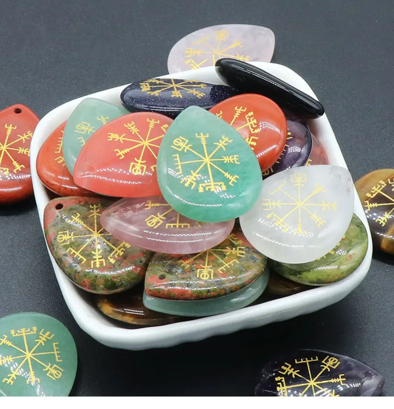 Natural stone Amethyst Tiger's Eye Aventurine Chakra Reiki Healing Crystal Teardrop Pendant Necklace Jewelry ACC