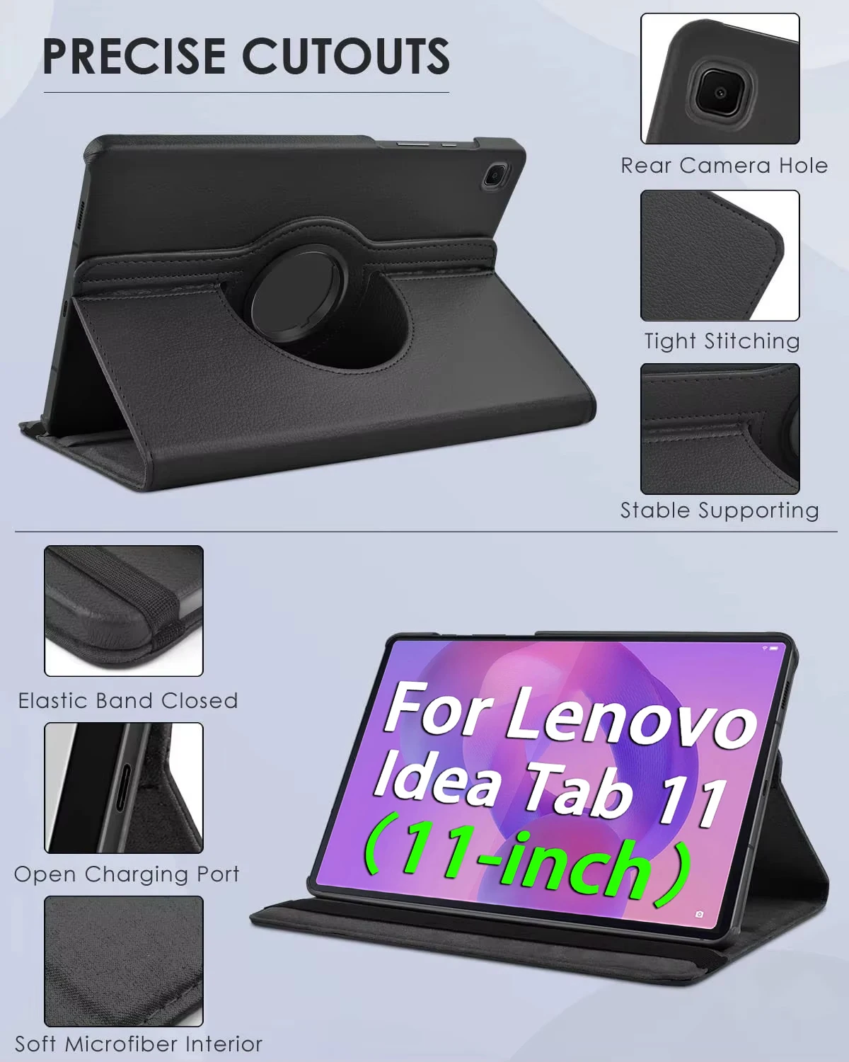 Enhanced Anti-Fall Protective Tablet Case with 360° Rotating Stand and Sleep/Wake Function