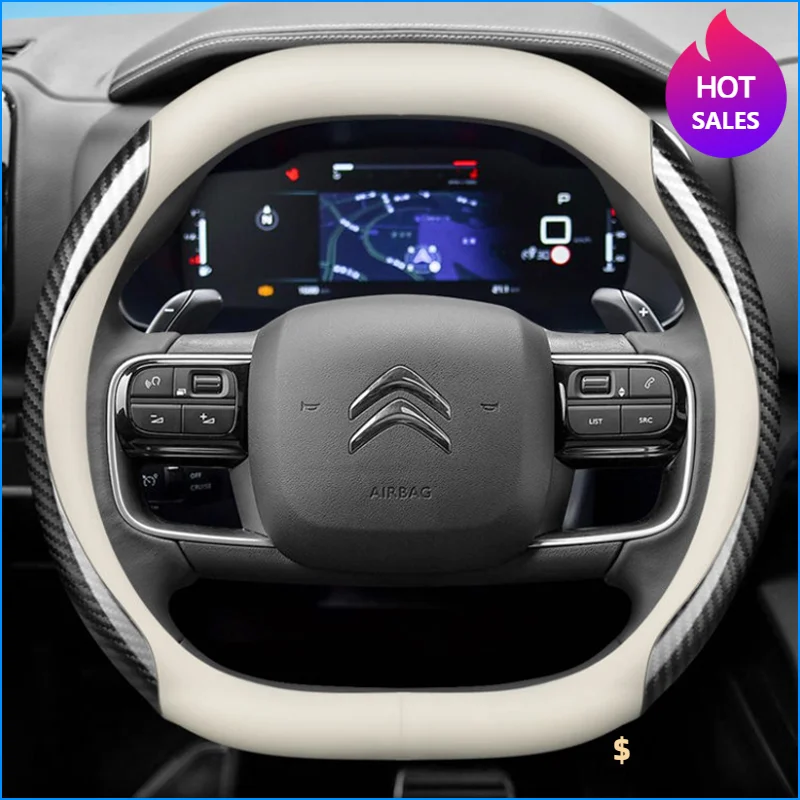 Leather Car Steering Wheel Cover Citroen C4X C5X C5 Aircross e-Berlingo C4 Auto Interior Accessories Steering Wheel Cover