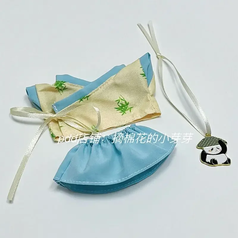Cotton Doll Non Attribute Baby Clothes 10cm in Stock Blue Yellow Bamboo Panda Hanfu Set Doll Clothes 6