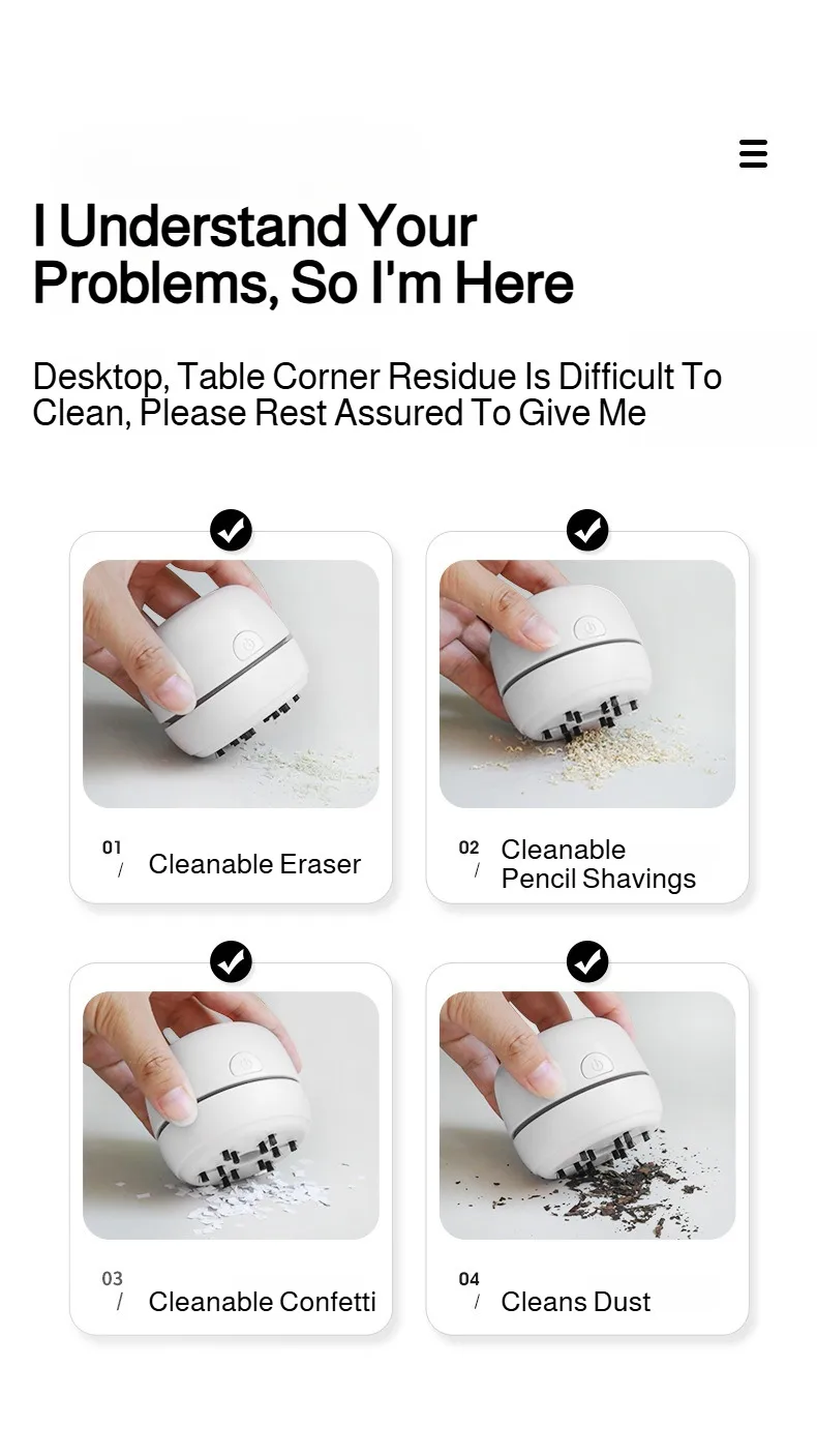 Desktop Cleaning Vacuum Cleaner Home Mini Portable Keyboard Silent Cleaner for Office Sofa Floor Study Desk Pencil Shavings