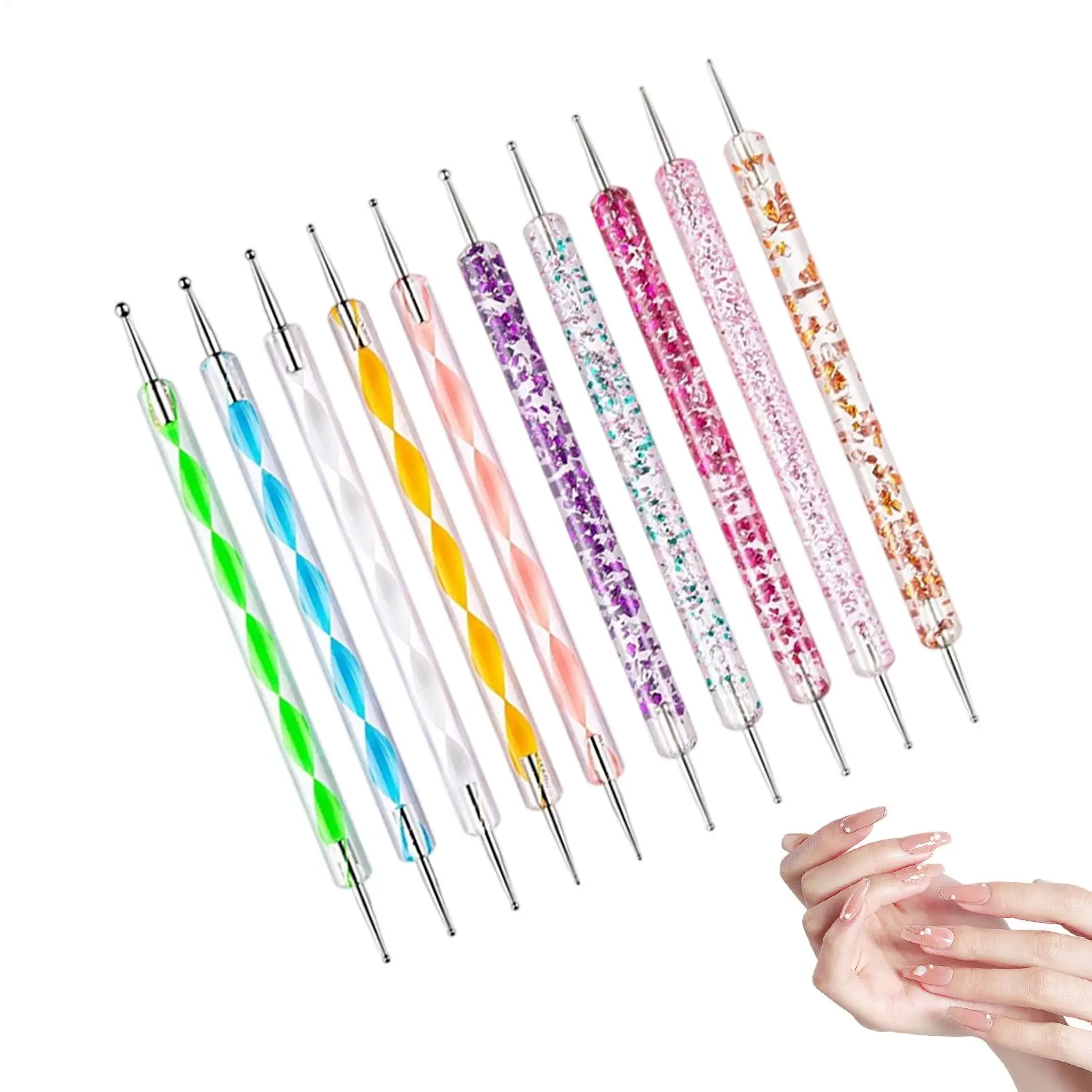 네일 도트 도구 10개 세트 매니큐어 데코레이션 도구 여성, 아내, 엄마, 초보자, 가족, 가정용 네일 도트 페인팅 펜