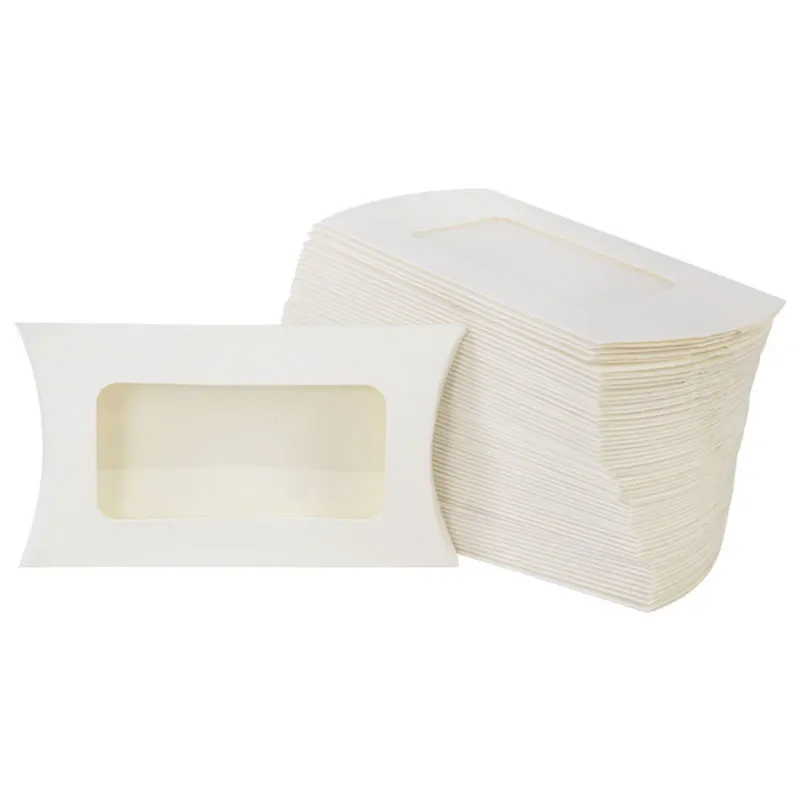 50 cajas de papel kraft con forma de almohada para galletas, dulces, bodas, Navidad, regalos, suministros para fiestas de cumpleaños, Año Nuevo 2024