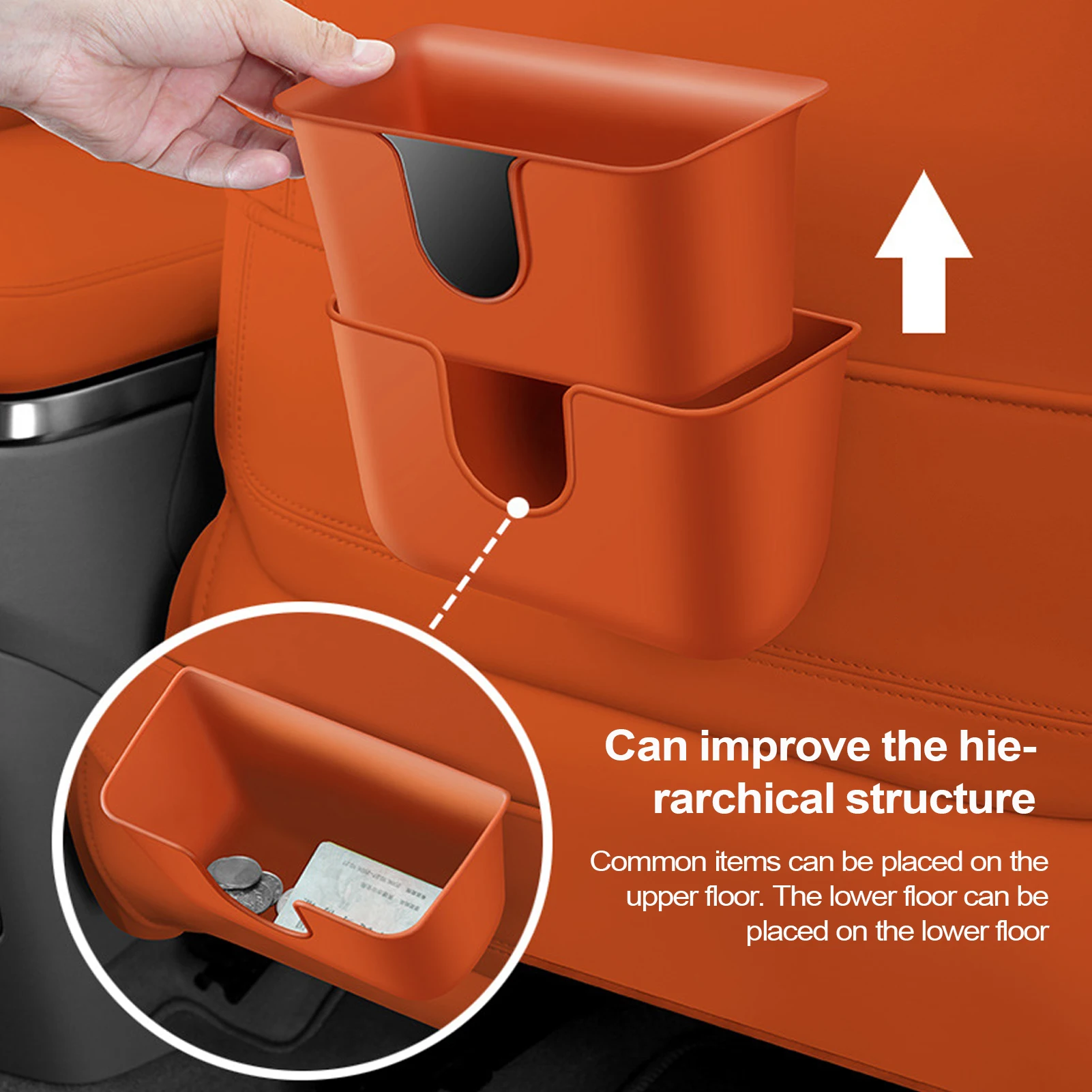 Car Trash Bin Separable Auto Trash Can ABS Card Clip Automotive Storage Organizer Seat Back Storage Bucket For Car Interior