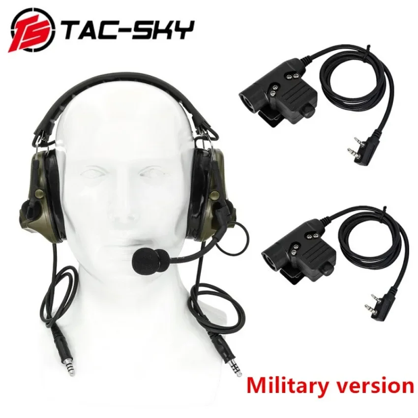 

TS TAC-SKY Tactical Headset COMTAC III Dual Communication Hearing Protection Electronic Shooting Earmuffs headset +2 U94 PTT