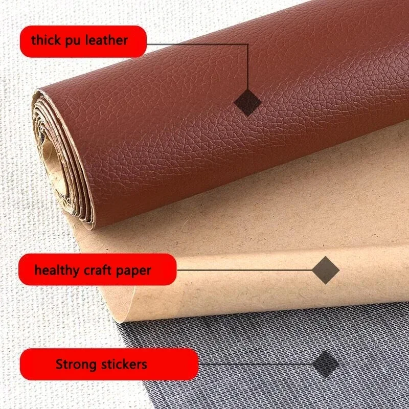 Large 40x16 Inch Self-Adhesive Leather Repair Patch – Dark Khaki Vinyl & Leather Fix Tape For Furniture & Car Seats - View #10