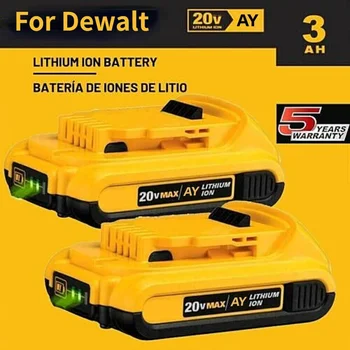 디월트 맥스 공구용 리튬 이온 배터리, DCB203, DCB205, DCB206, DCB204, DCB200, DCB182, DCB180, DCB230, DCF, DCG 시리즈용, 18 볼트, 20V, 3.0Ah