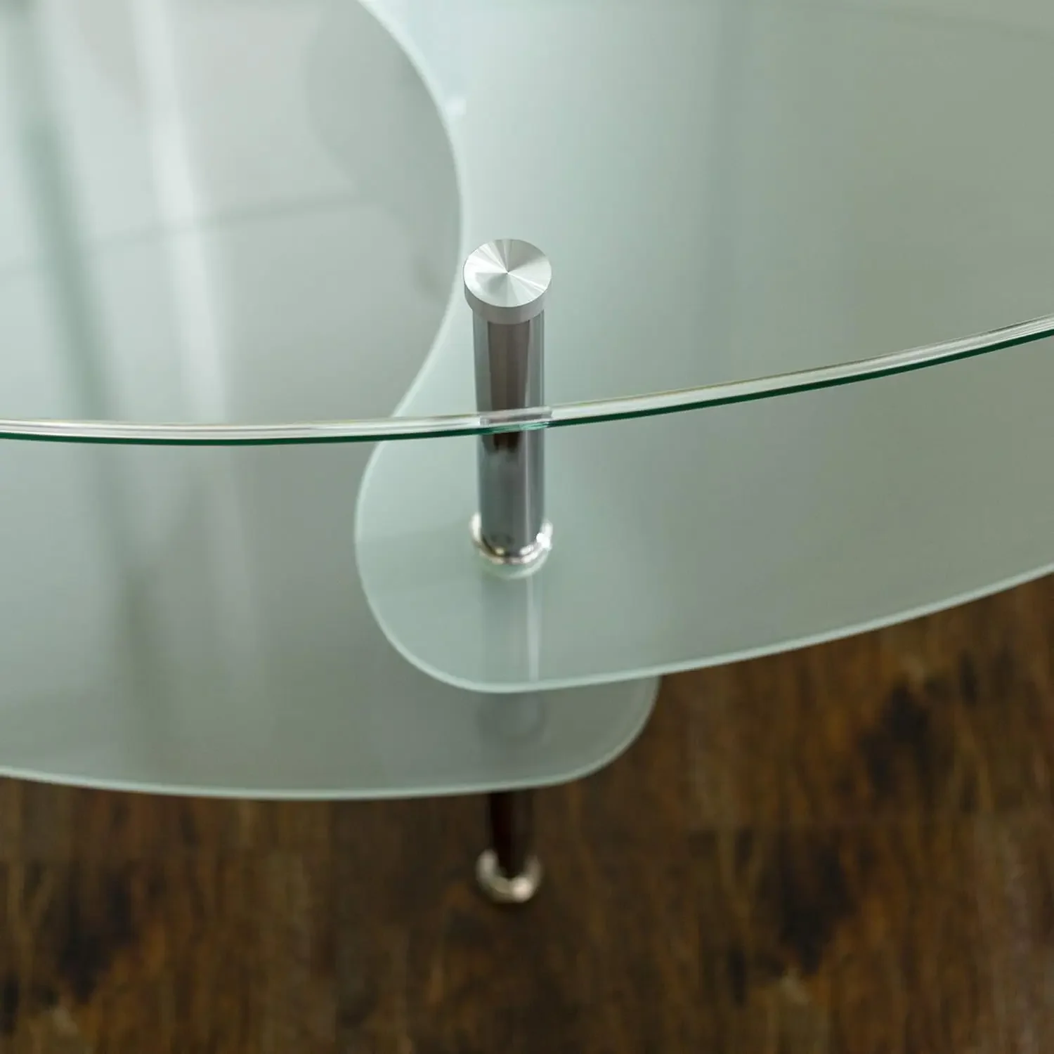 Modern Oval Glass Coffee Table Living Room Accent Ottoman Storage Shelf, 37 Inch, Glass 6