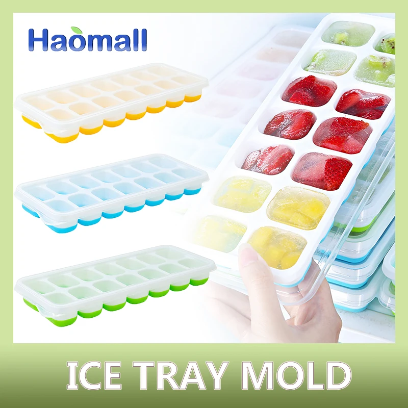 

1PCS Silicone Ice Cube Mold 14 Grid Large-capacity Ice Trays Food Grade Ice Maker BPA Free Reusable Ice Maker with Lids