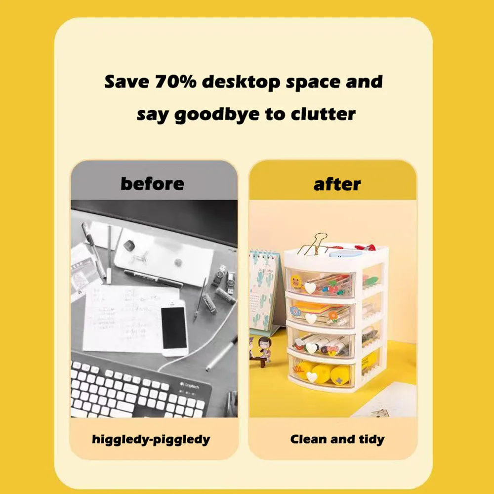 Stationery Storage Box Desktop Student Pull-Out Drawer Pen Holder Cabinet Office Tape Hair Accessories Kids's Small Storage 6