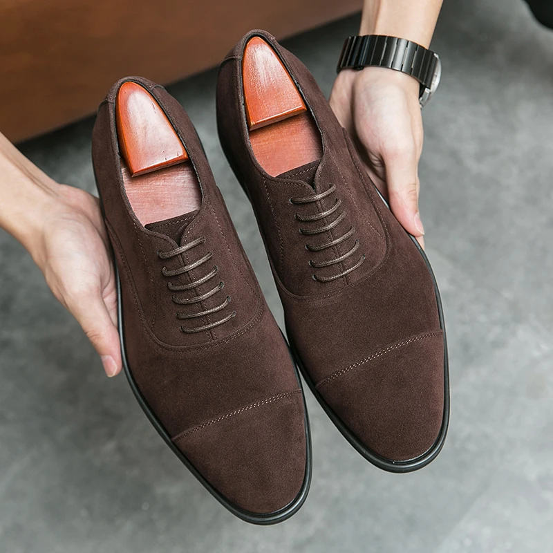 Italian Brand Men's Suede Shoes Banquet Dress Shoes Pointed Formal Shoes Formal Occasions Men's Business Shoes Non Slip
