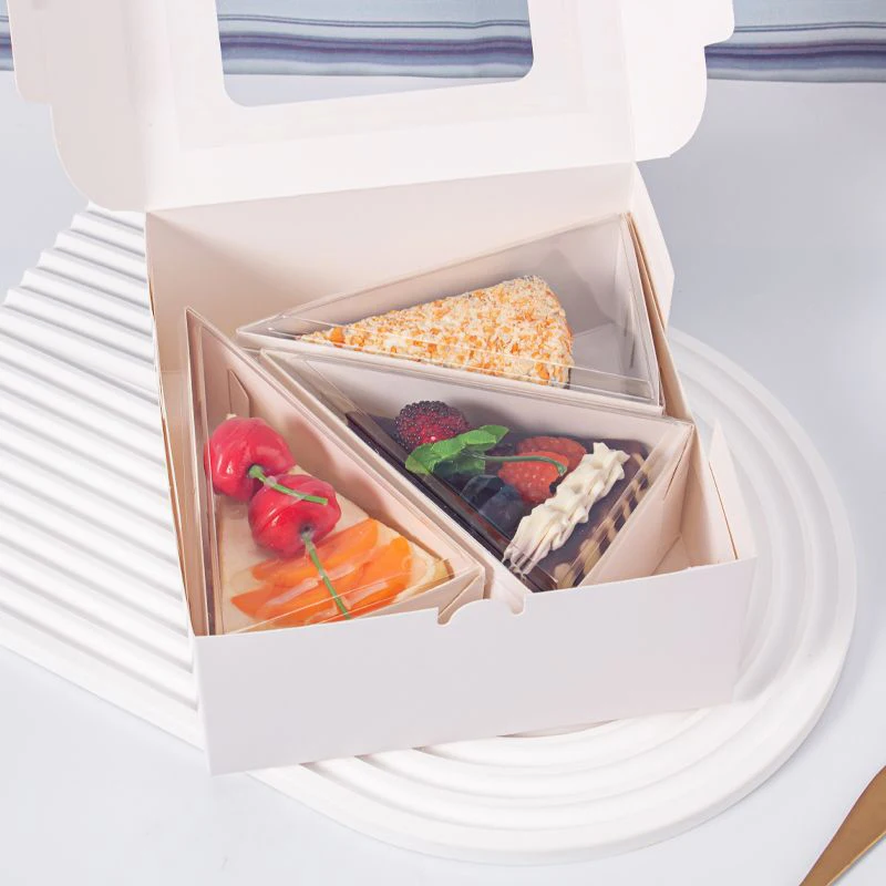50pcs 6 Inch Plastic Triangle Transparent Packing Box Cake Boards Base Disposable Paper Cup Cake Dessert With Lid Birthday Tools