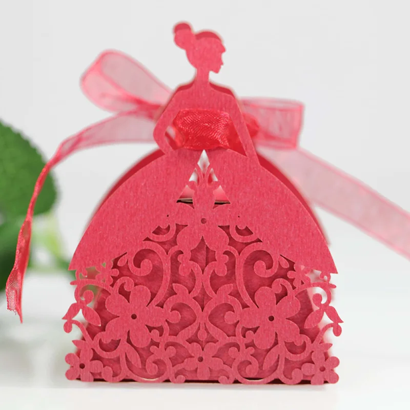 Laser Cut Pearl Paper Gift Boxes with Ribbon – Elegant Candy Chocolate Packaging for We... - SKU GBR17058 - UGI Packaging