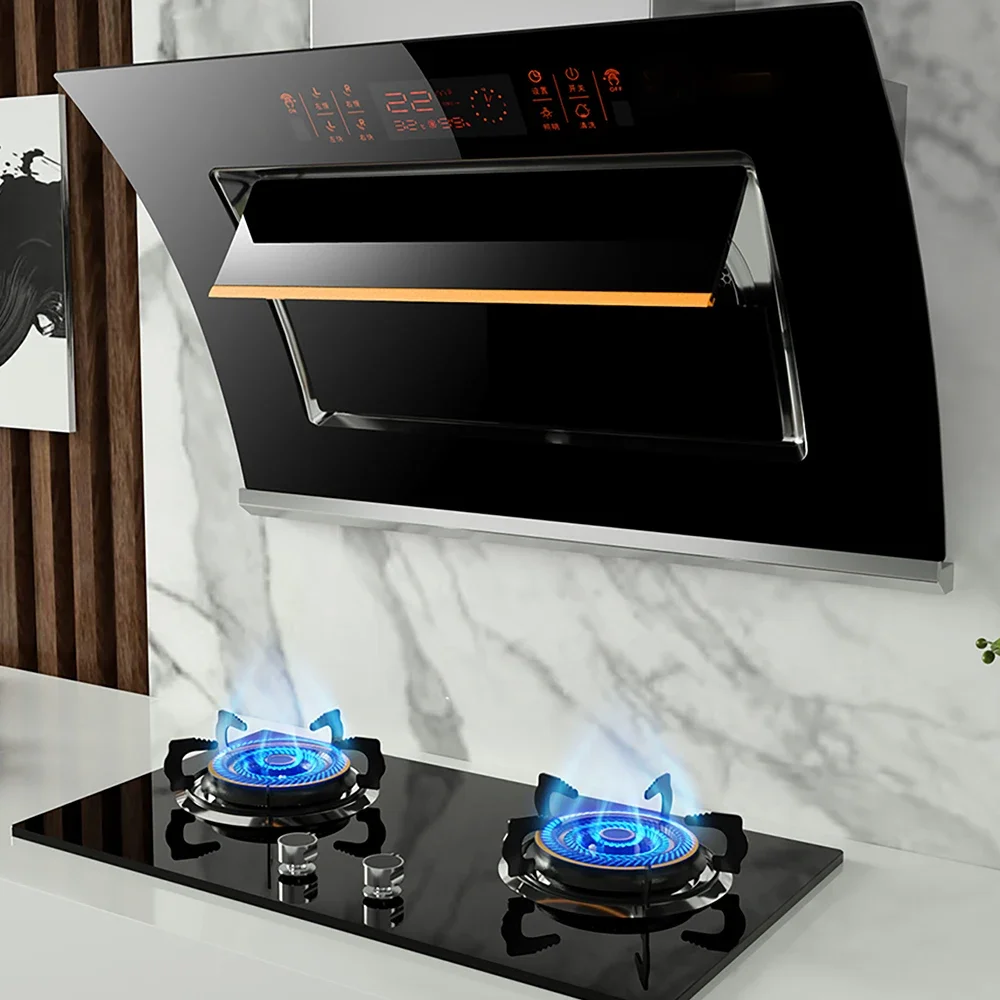 Big Suction Power Copper Double Motor Cooker Hood Wall Mount Wall Mounted Kitchen Extractor Hood Charcoal Filters for Range
