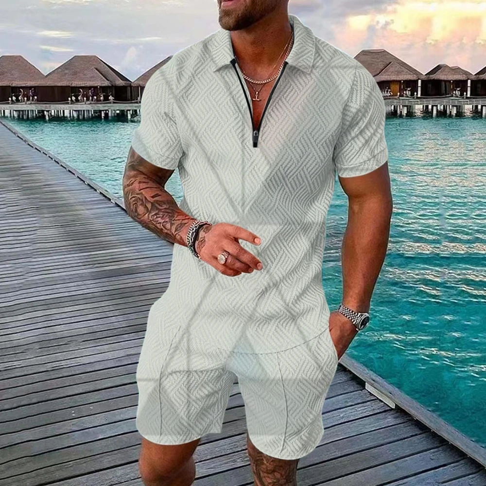 

2023 Summer Men'S Casual Suit Polo Shirt Shorts Suit Casual Lapel T-Shirt Suit Men'S Fashion Streetwear Suit 3d Printed Print