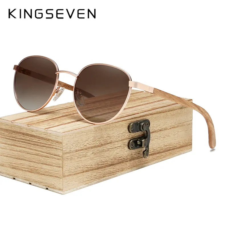 KINGSEVEN Sunglasses For Men UV400 Polarized Women’s  Eyeglass Frame Natural Wood Fashion Sun Glasses  Protection Eyewear - Image 7