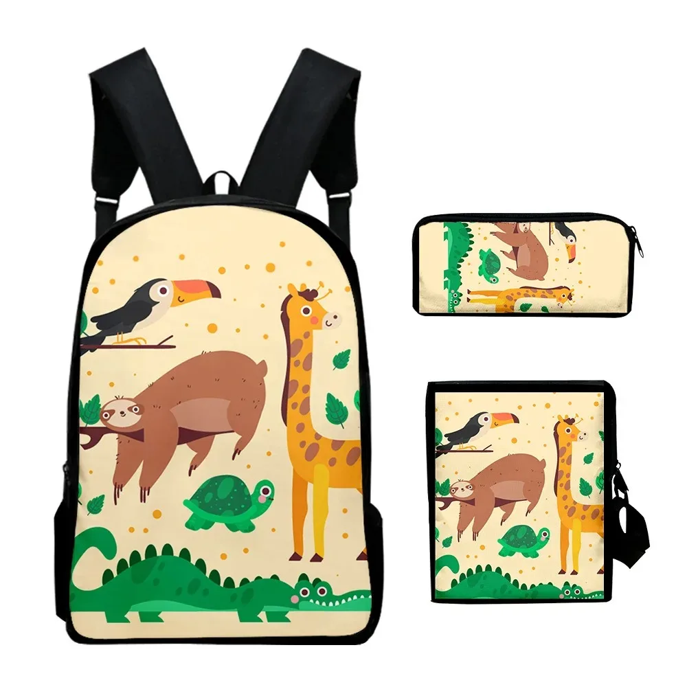 Animal School Backpacks with 3D Animal Print, Laptop Backpack, Tilt Shoulder Bag, Harajuku Pencil Case, Popular, 3PCs per Set