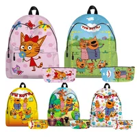 Three Kittens Backpack Cartoon Three Cats 2pcs Schoolbags Boys Girls Travel Softback Teenager Bookbag New Anime Knapsack 1