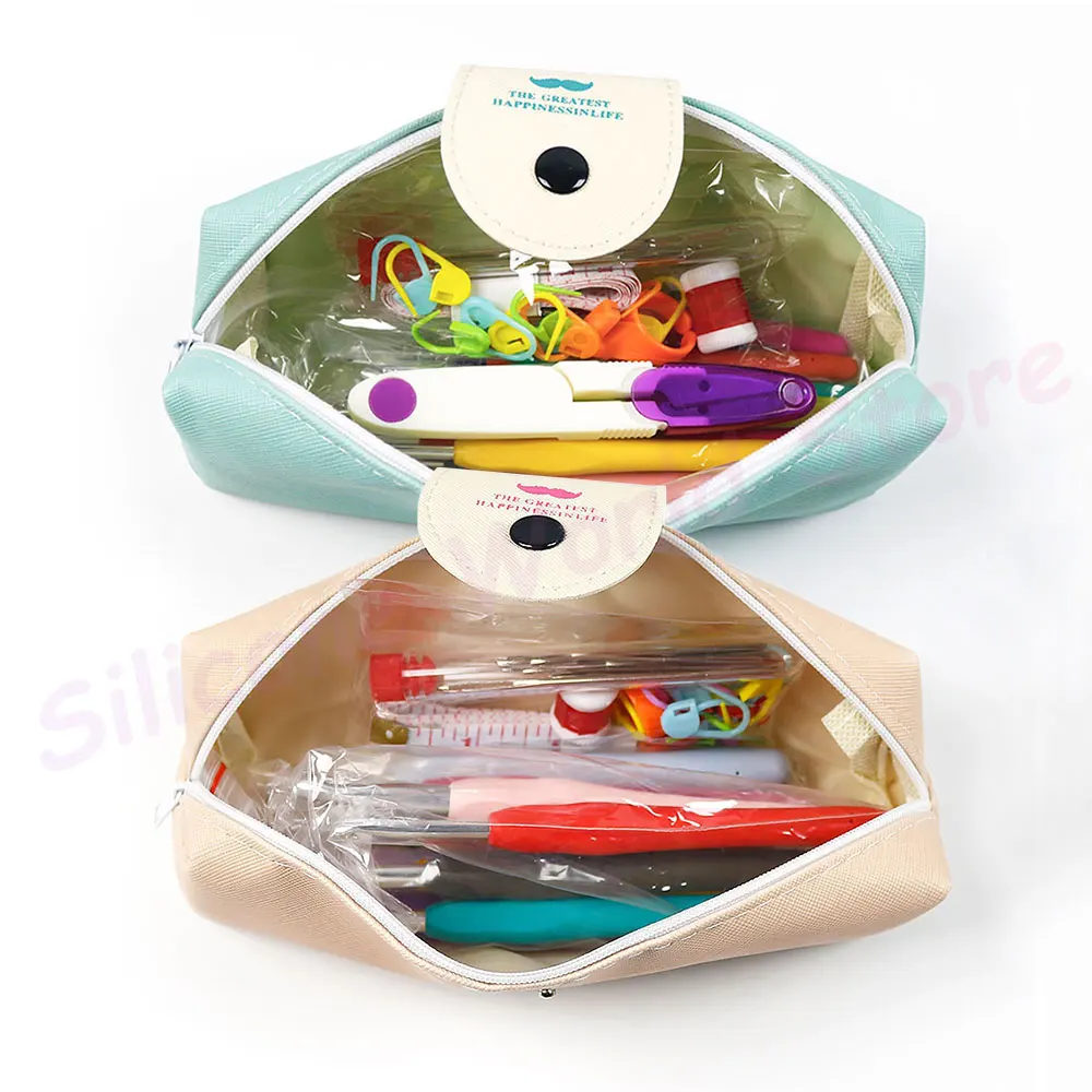 실리콘 월드 후크 바늘 세트, DIY 핸드 헬드 뜨게 도구, 초보자 모직 직조 도구 키트, 보관 가방 포함, 45/37 개 세트